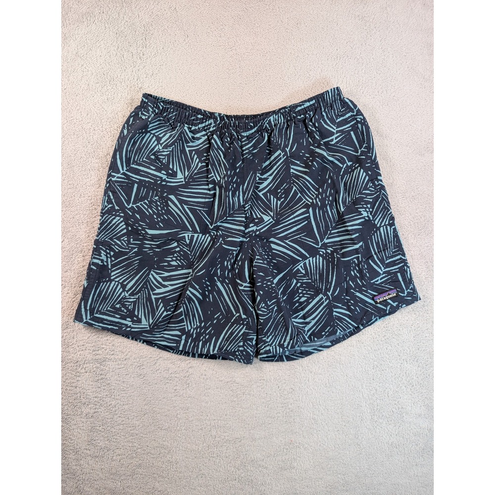 Patagonia Baggies Lights Shorts Mens Large Navy Teal Palm Print 58034 SP19